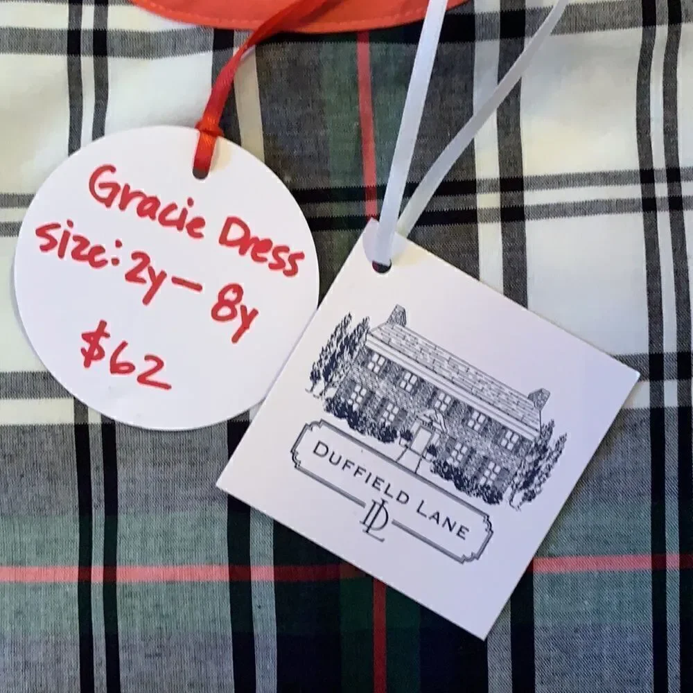 Duffield Lane Girls Gracie Dress in Plaid front Pockets 4 years
